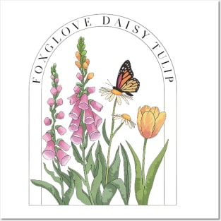 Foxglove-Daisy-Tulip Posters and Art